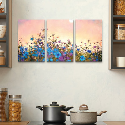 3 Panel Wall Art Set - Jennifer Taylor Art 'Spring Delight' Canvas Wall Art for Living Room, Bedroom, or Office Decor