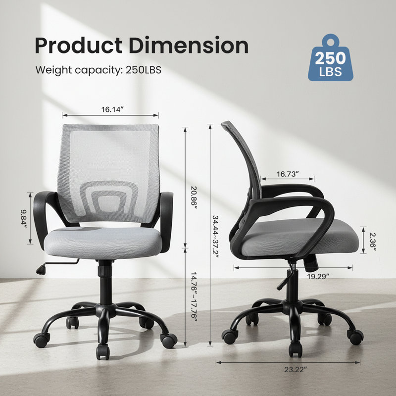 Adjustable Office Chair with 360°Rotation, Height and Tilt Control,Gray, Gray