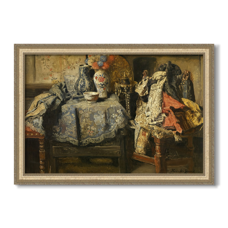 Still Life Requisites, 1885 - Henri de Braekeleer - Toile encadrée sur mesure, 24x34 INNER SIZE, Framed Canvas