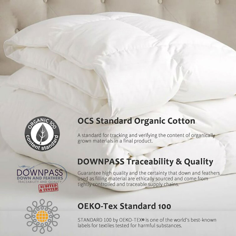  All Season Down & Feather Blend Comforter 100% Cotton White Duvet Insert, California King Down Comforter
