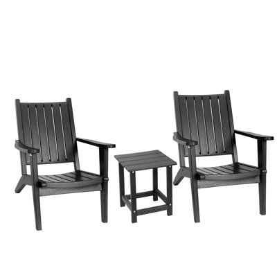 3 PCS Patio Bistro Set-Outdoor Chairs with Side Table,HDPE Material Outdoor Patio Bistro Set for Balcony,Porch,Garden,Backyard