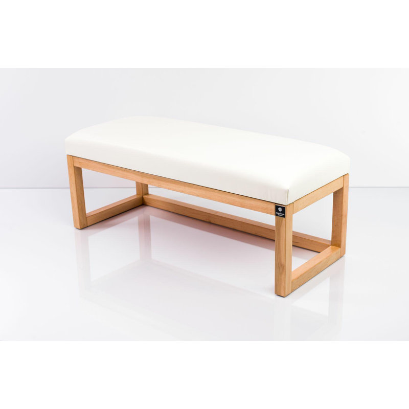 Faux Leather Upholstered Bench, White, 40cm H x 65cm W x 35cm D