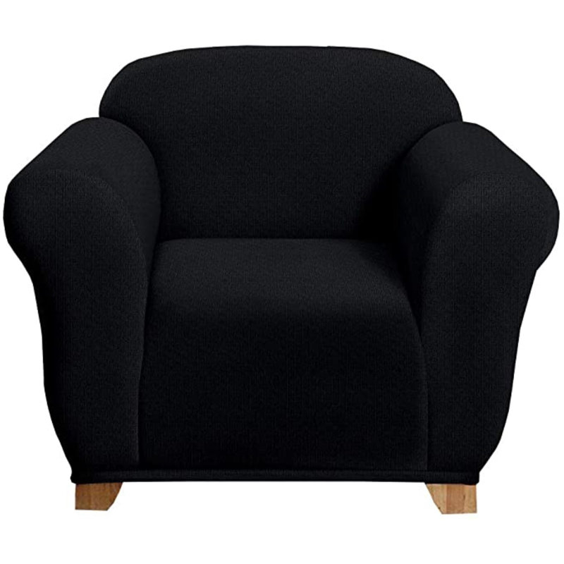 Milan Jacquard Slipcover Box Cushion Armchair Slipcover, Black Polyester Blend