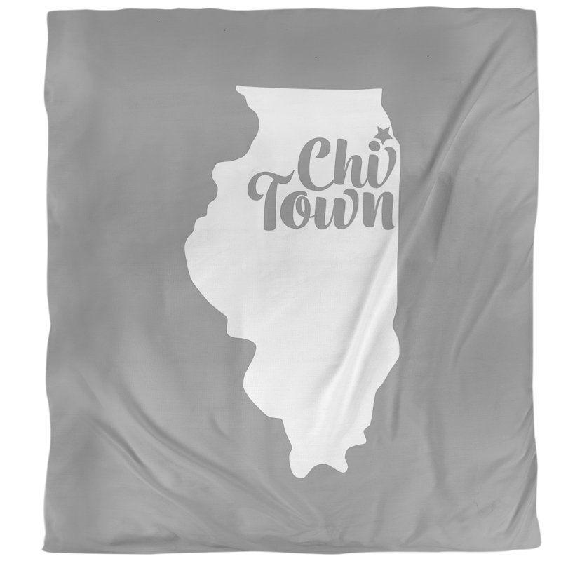  Housse de couette simple Chi Town, Housse de couette pour grand lit, Gris, Microfibre