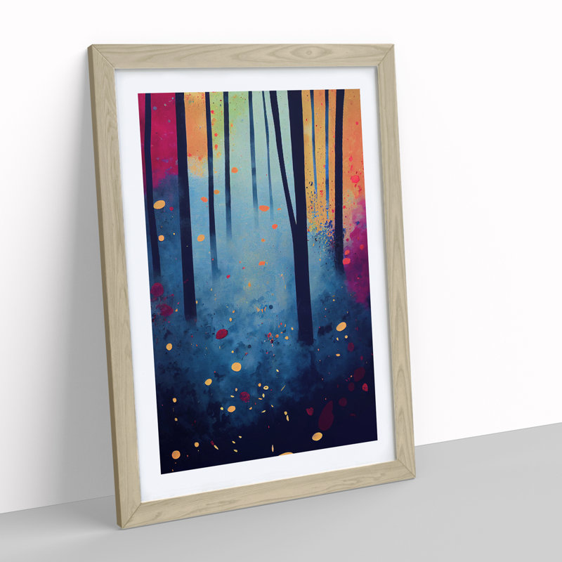 Splashed Forest No.4 Abstract - Framed Print, 64cm H x 46cm W x 2cm D, Oak Framed