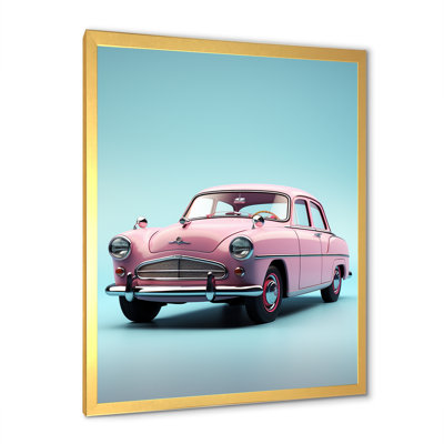 " Popart Pink And Blue 1950S Car "