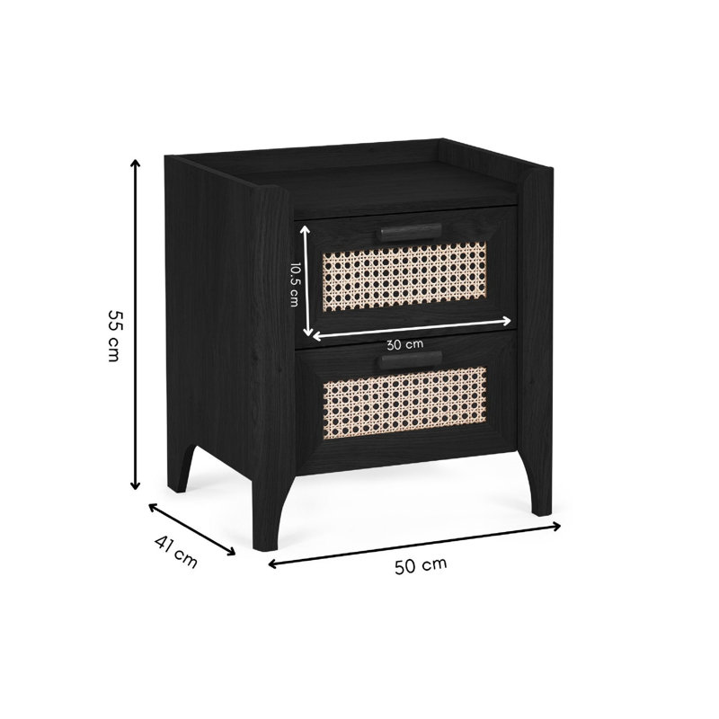 Albelo 50cm W Bedside Table, Black