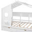 Lit double en bois avec 2 tiroirs, lit pour enfant avec tablette de rangement, blanc-1156418756