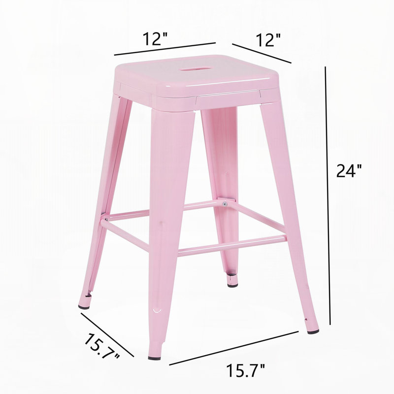 Tabouret de bar de 61 cm (24 pouces) de hauteur comptoir, ensemble de 4 tabourets de bar en métal sans dossier, non empilables