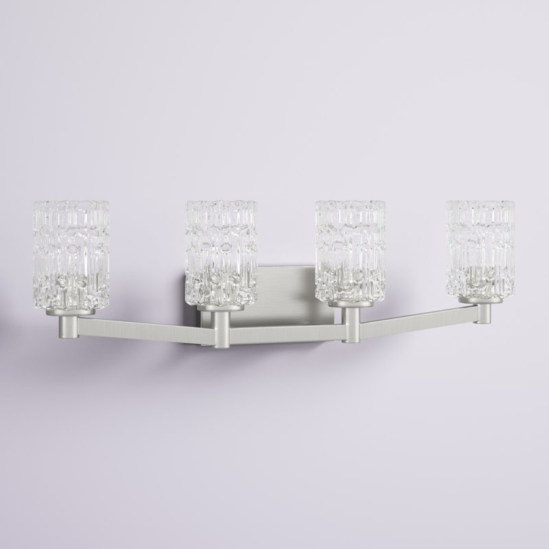 Samson 4-Light Dimmable Vanity Light with Steel Frame and Glass Shades , Brushed Nickel