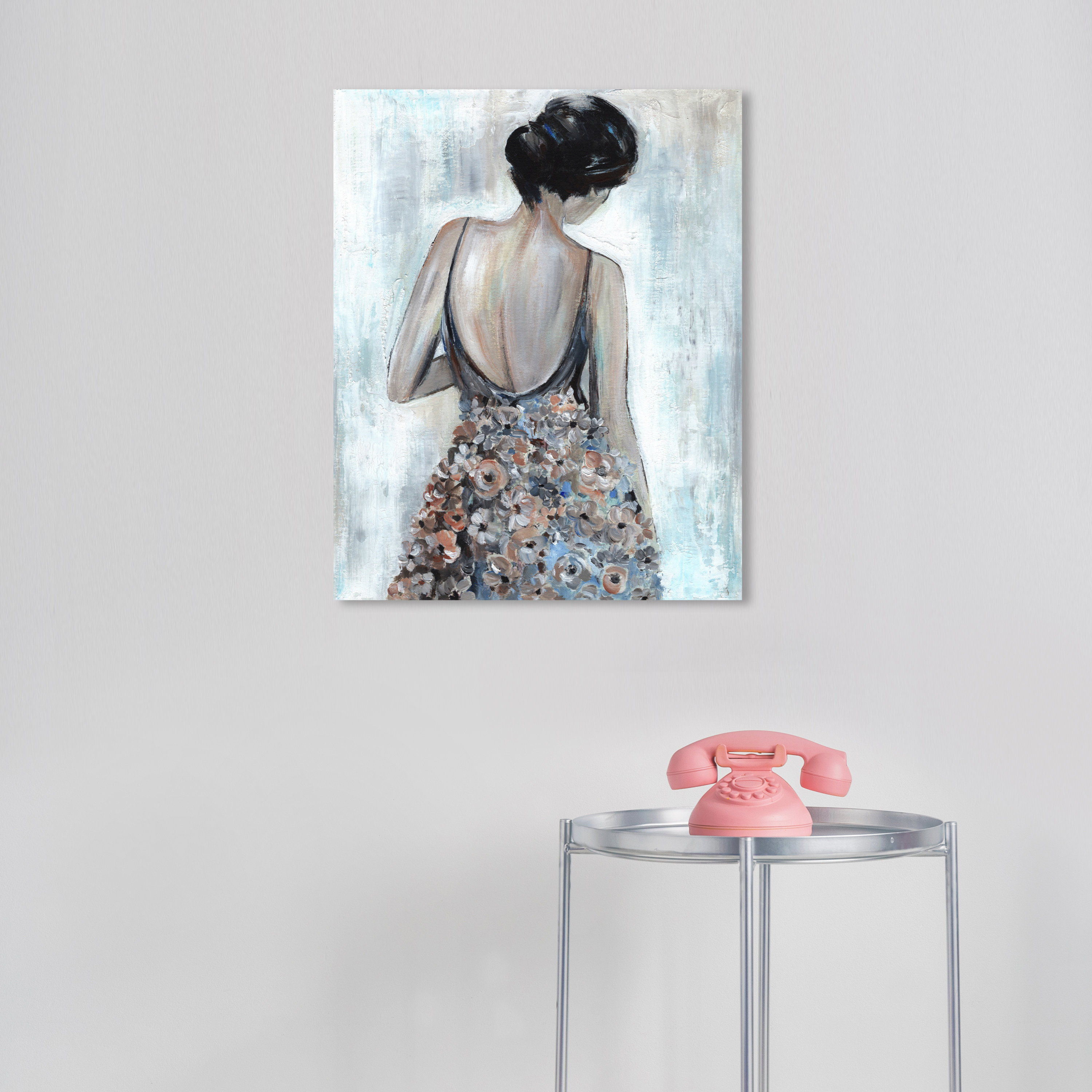 House of Hampton® Wahl Girl In A Floral Dress On Canvas Print 