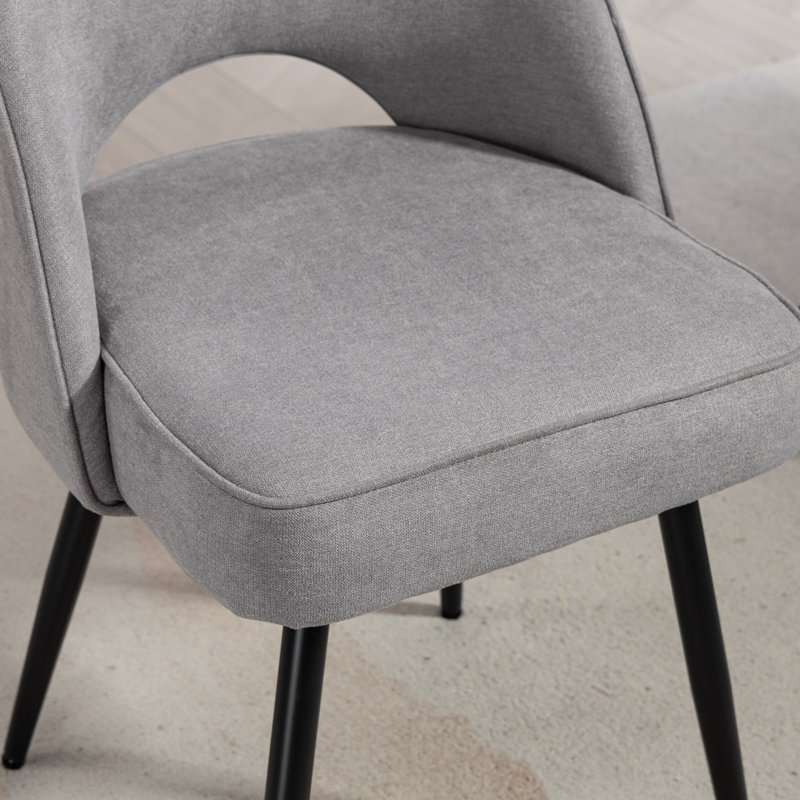 48cm H Polyester Upholstered Metal Upholstered Back Accent, Grey