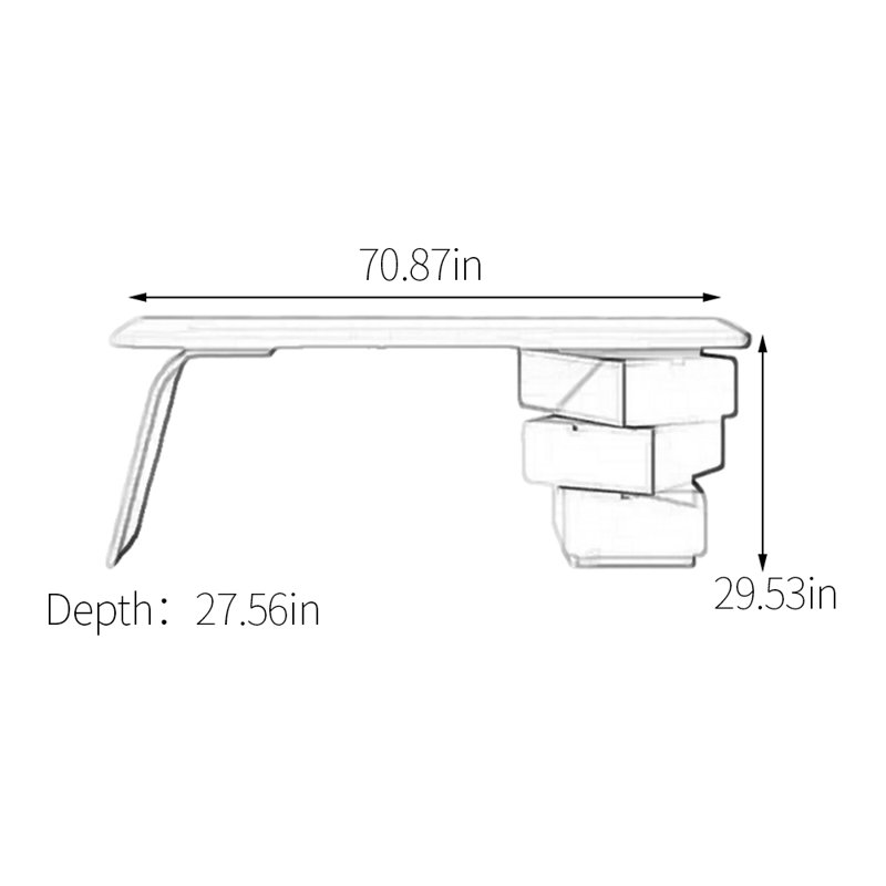 Bureau ergonomique pour les jambes, H 29,53 po x l 70,87 po x P 27,56 po