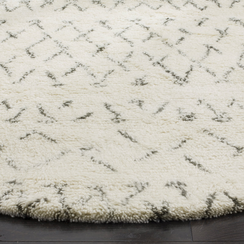 Aderhold Hand Tufted Nz Wool/Cotton Southwestern Rug in Ivory/Grey, Runner 2'3" x 8'