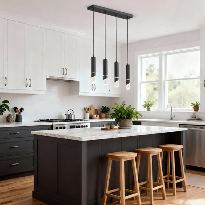 Luminaire suspendu linéaire cylindrique à 4 lumières pour îlot de cuisine à DEL