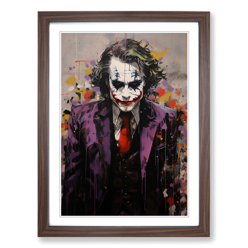 XYZ-FRM-V1223-3913 Joker Contemporary - Single Picture Frame Print on Wood, Walnut Framed, 34cm H x 25cm W x 2cm D