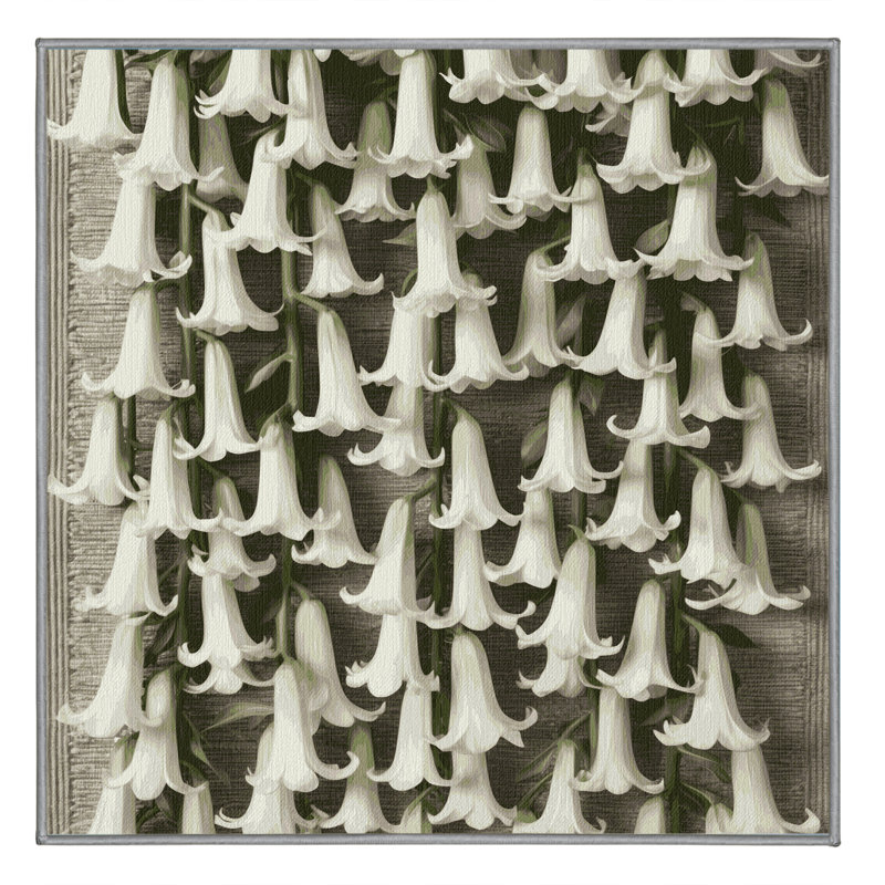 Tapis gris botanique lavable à la machine, Carré 3 pi