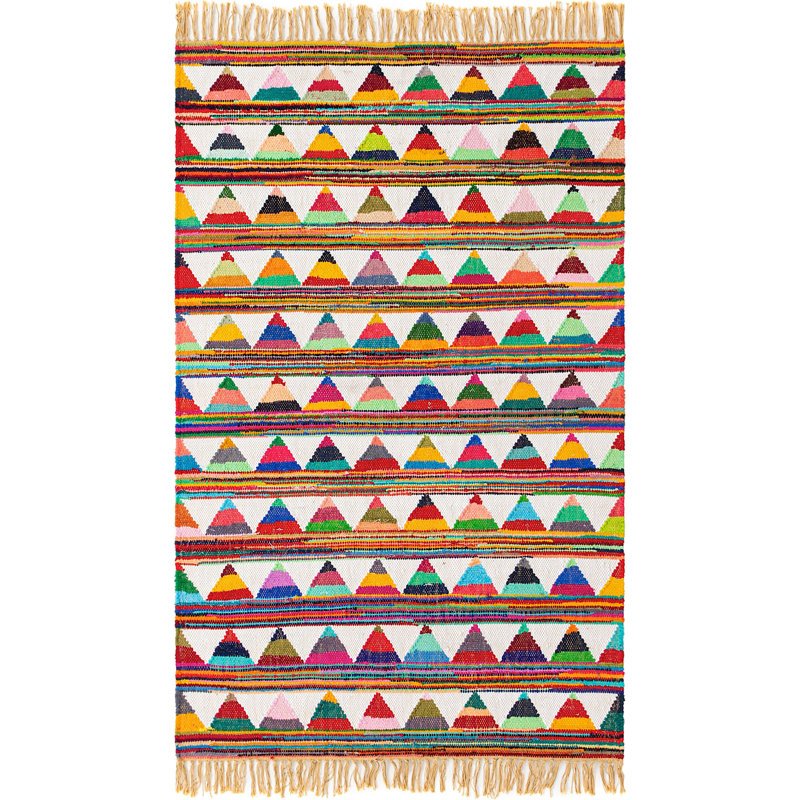 Cotton Geometric Indoor Rug, Rectangle 4' x 6'