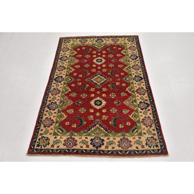 Tapis de zone en laine 3 pi 3 po x 5 pi one-of-kind main-noué la Alayna