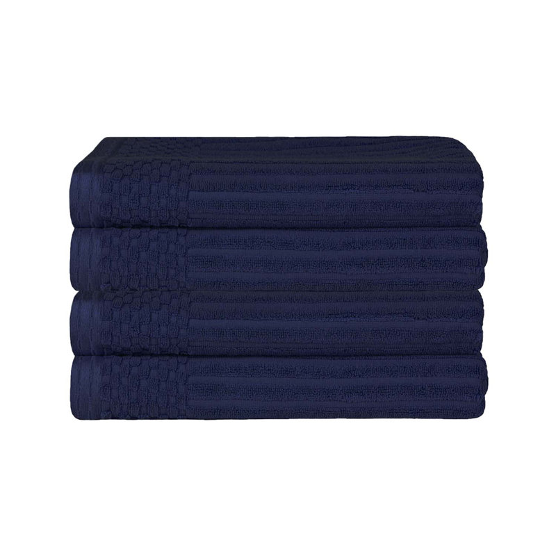 Ribbed Cotton Absorbent Heavyweight Bath Towel, Navy Blue