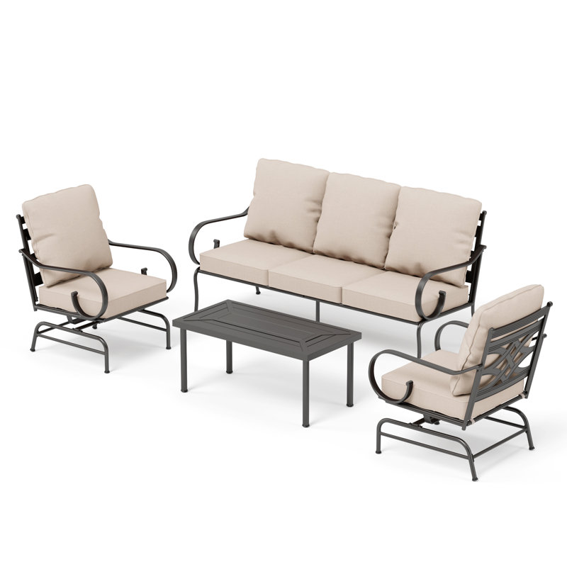 Carli 5 Person Rocking Outdoor Patio Seating Set with Cushions