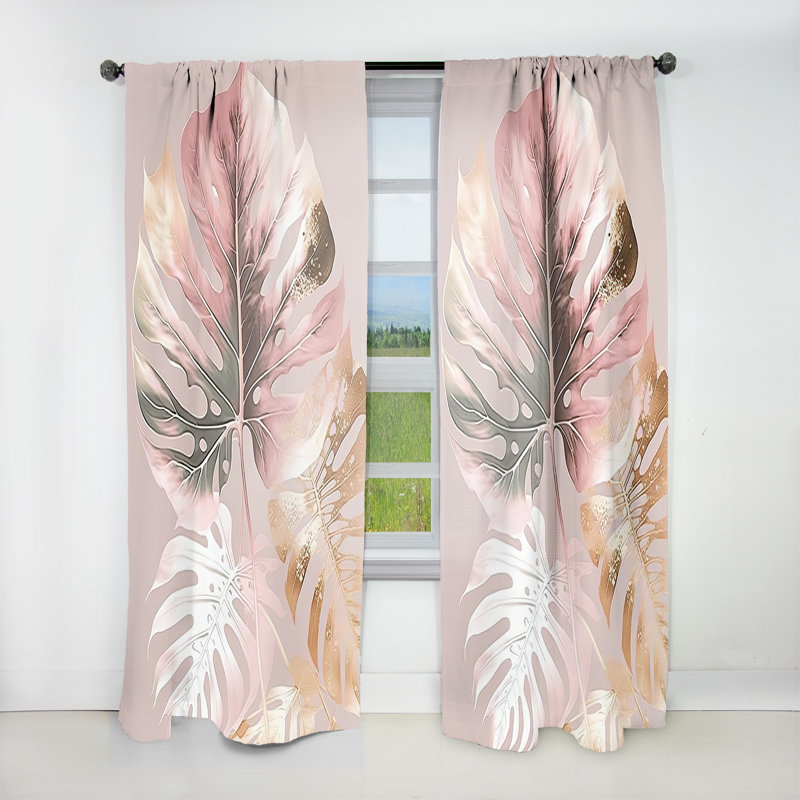 Mavis - Leaf I - Traditional Velvet Curtain - Room Darkening - 1 panel, 52" W x 95" L