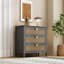 Commode décorative 3 tiroirs, commode en rotin, commode avec poignées en métal doré-1100645078