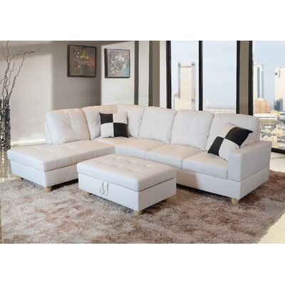 103.5 "" Wide Faux Leather Left Hand Facing Sofa & Chaise -  Lifestyle Furniture, AP-092A