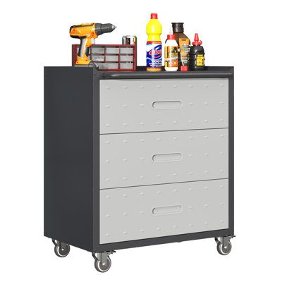Armoire de rangement mobile à 3 tiroirs sur roulettes, organisateur de garage roulant avec tiroirs profonds Mak l'air