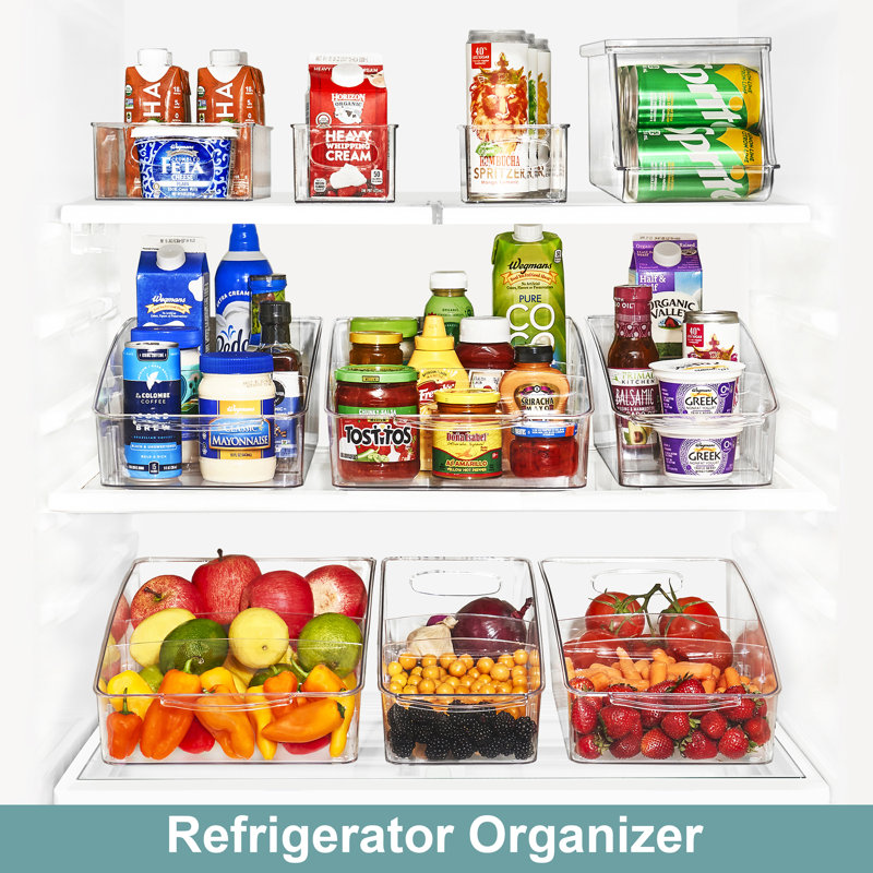 Sorbus Narrow Roll Out Fridge Organizer - Fridge Organizer on Wheels with Dividers, and Handles