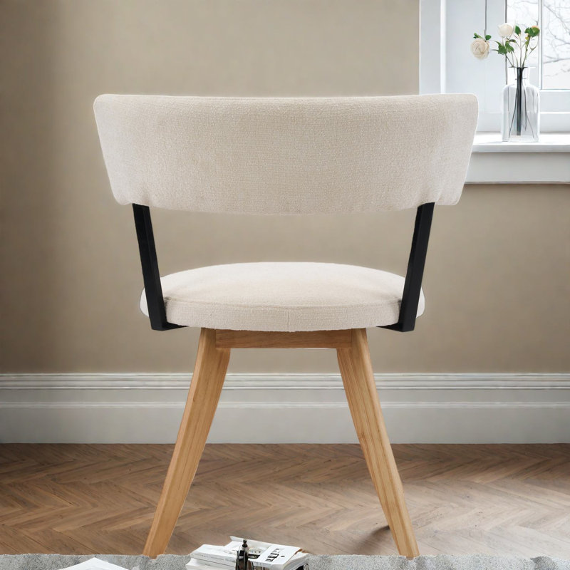 Ensemble de 2 chaises de salle à manger à dossier courbé en tissu et bois