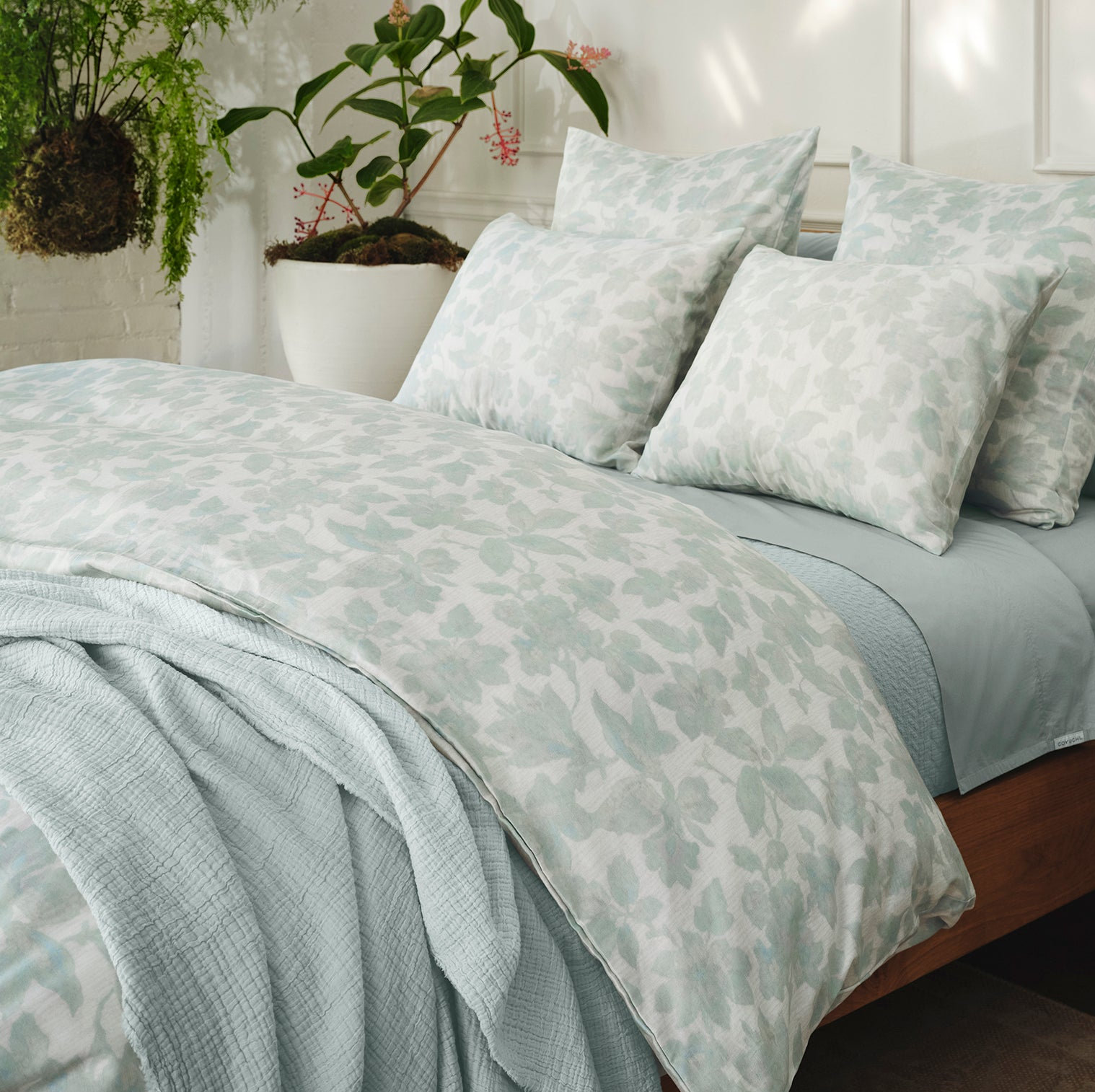 Topanga Matelasse Cotton Throw Blanket, Throw, Tidal Chambray