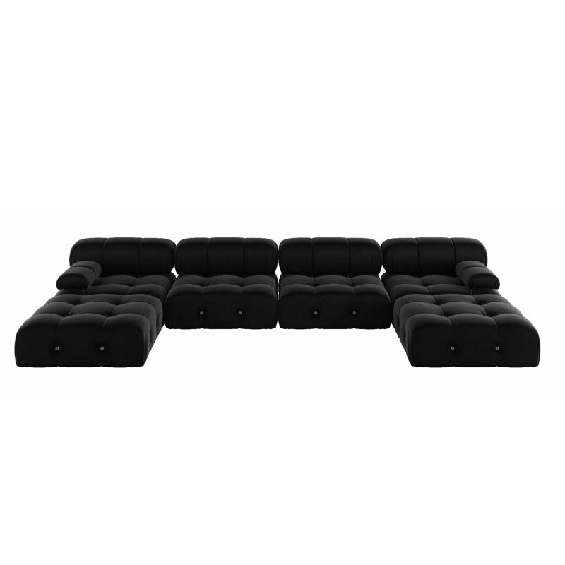 Cylar 138.6'' Wide Velvet Reversible Modular Sofa & Chaise with Ottoman
