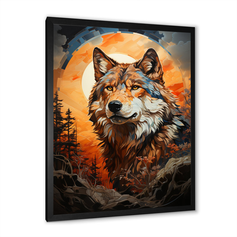 Loup amérindien brun avitto, Cadre photo noir, H 20 po x l 12 po x P 1 po