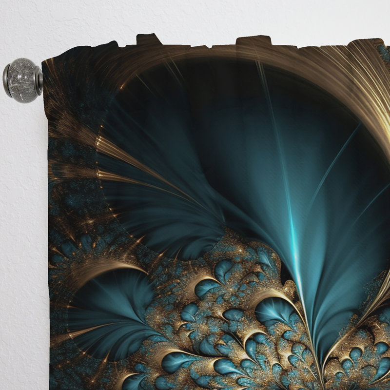 Lassalle - Or et bleu The Fractal capitulation I - Rideau moderne - Velours obscurcissant - 1 panneau, L 52 po x L 63 po