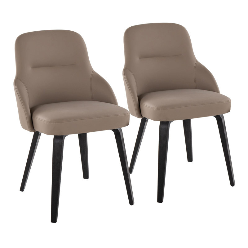 Chaise rembourrée York en similicuir York par Lumisource - ensemble de 2, Brun, Bois de noyer