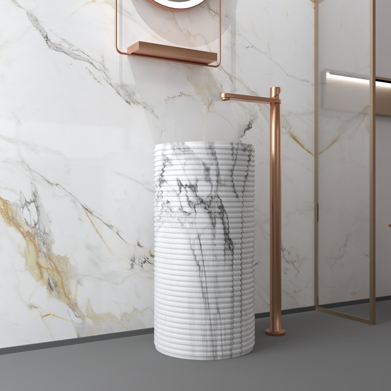 Lavabo sur pied en marbre 33 po
