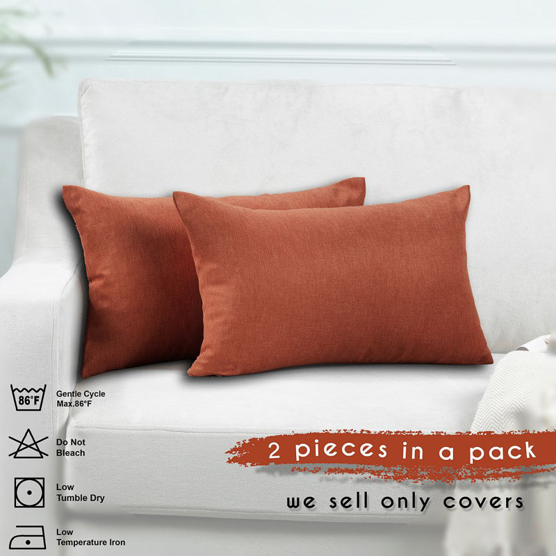 Indoor / Outdoor Rectangular Lumbar Pillow Cover - 1 Pc, 50 x 50cm, Orange