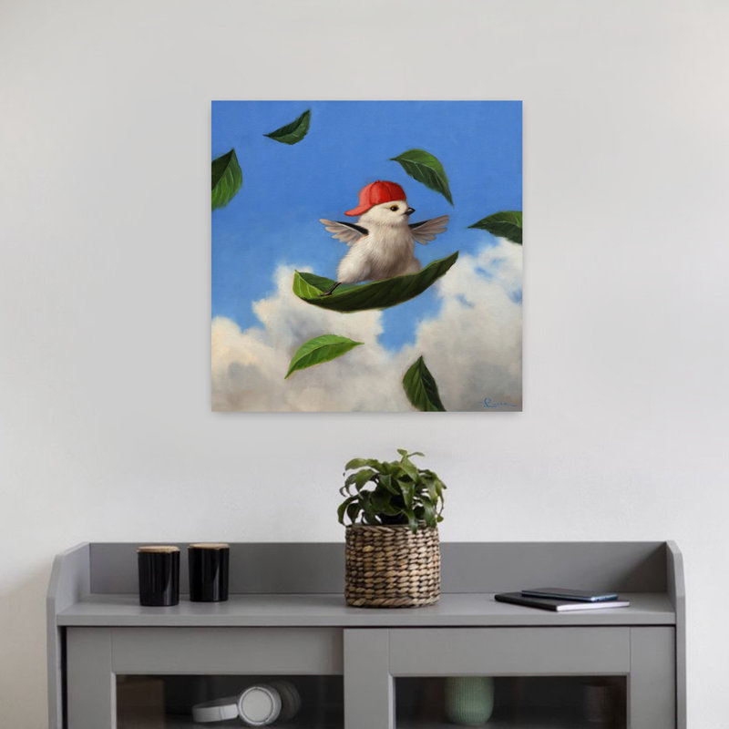 Vent, surfeur, oiseau, art urbain contemporain, H 18 po x l 18 po