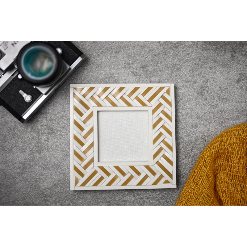 Cadre photo blanc en résine croisée, L 4 po x H 4 po