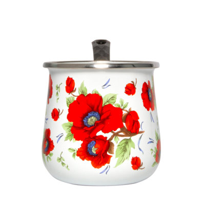 Réchaud à café en aluminium émaillé avec poignée coquelicots (0,65 L)