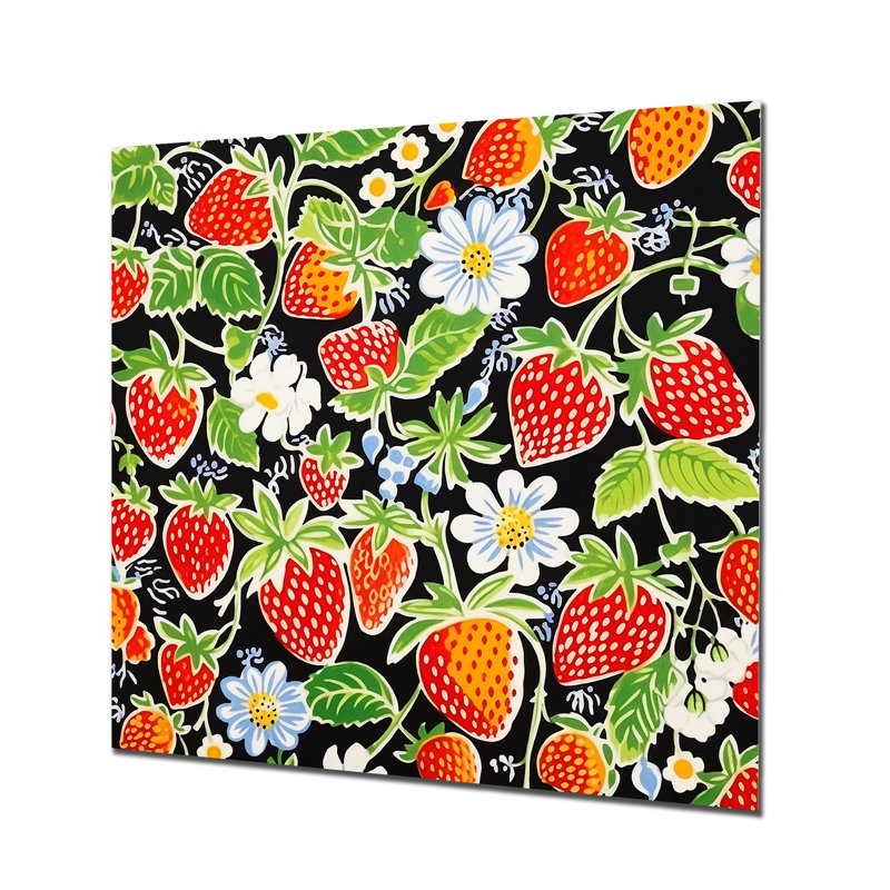 «Blossoming Strawberry Celebration - Food», reproduction d'art mural, Métal métal, H 30 po x l 30 po x P 1 po