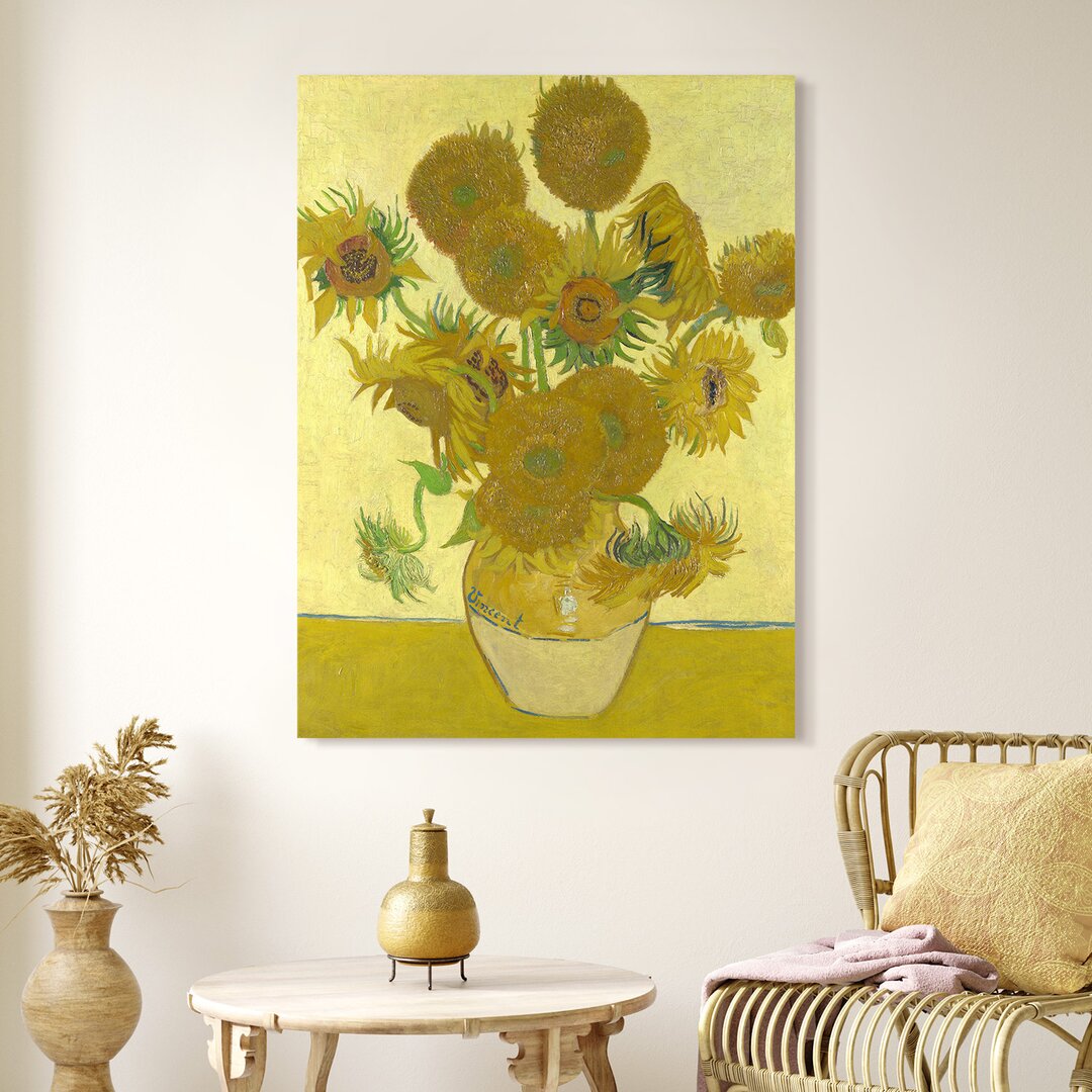 Leinwandbild Vase mit fünfzehn Sonnenblumen von Vincent Van Gogh