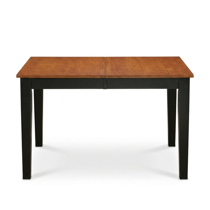 Ensemble de salle à manger rectangulaire 6 pièces en bois dur d'hévéa asiatique noir cerisier, avec 4 chaises et un banc à dossier papillon.