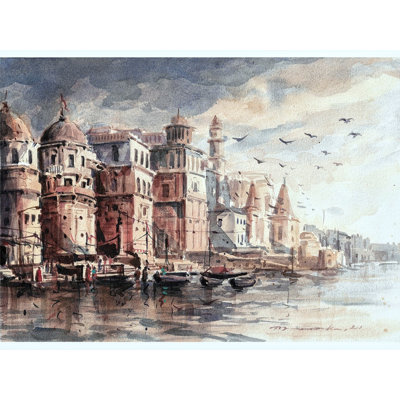 Banaras Ghat | Aquarelle sur papier | Peinture de Mainak Bhowmick