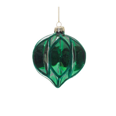 Green Textured Harlequin Glass Ornament (Set of 6)
