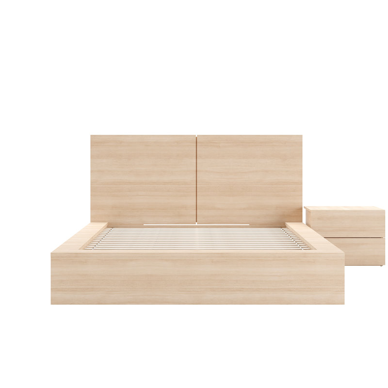 Antonnio 2 Piece Bedroom Set with Bed and Nightstand, Natural Blonde, Queen