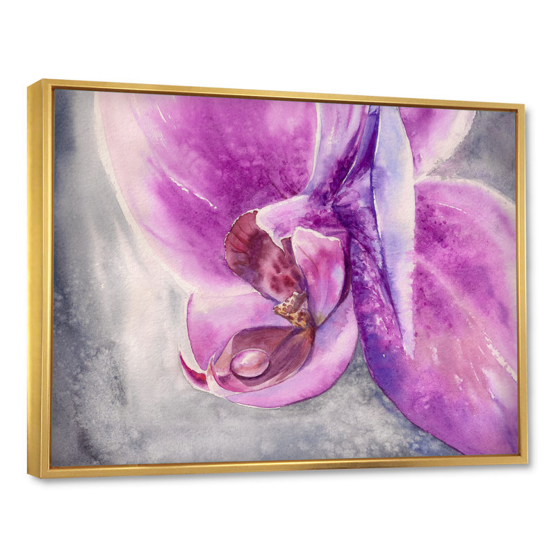 «Purple Summer Orchid Flower», reproduction sur toile flottante, H 8 po x l 12 po x P 1 po, Cadre doré