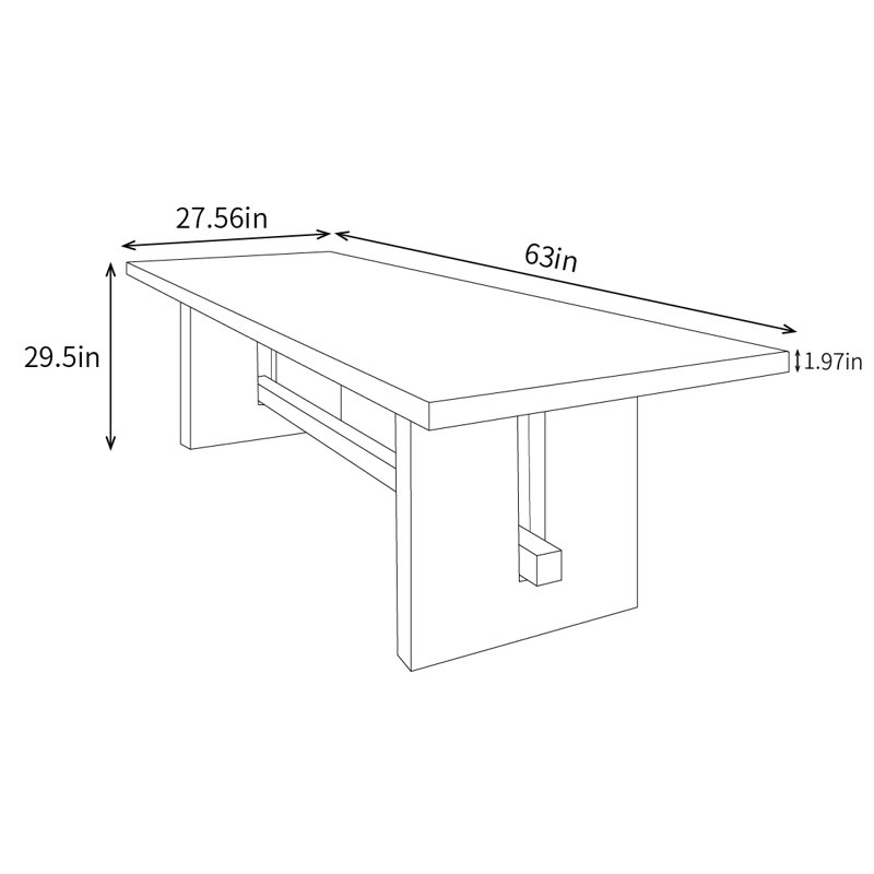 Tables de salle à manger Kiauna, H 29,5 po x L 63 po x l 27,56 po