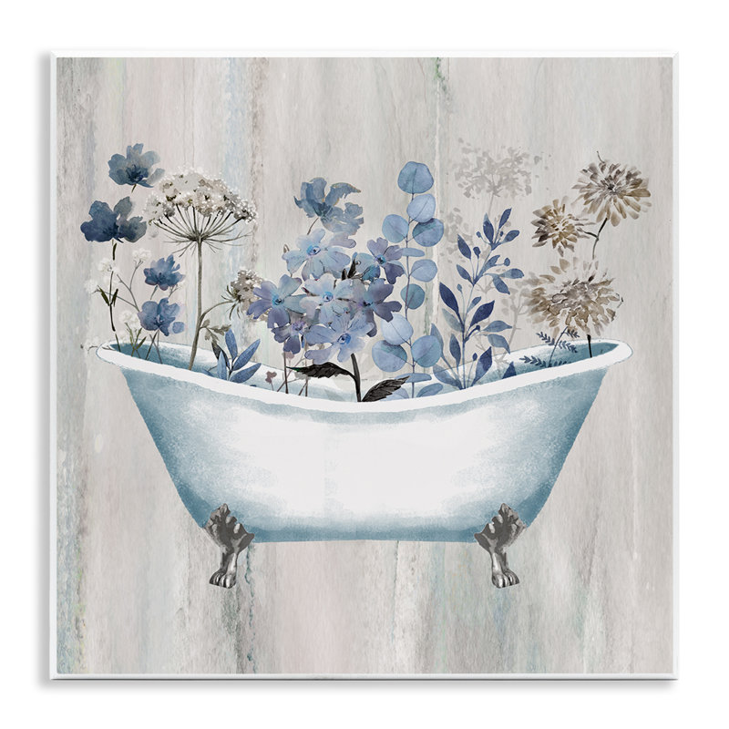 "Rustic Blue Floral Tub", art mural par Conrad Knutsen
